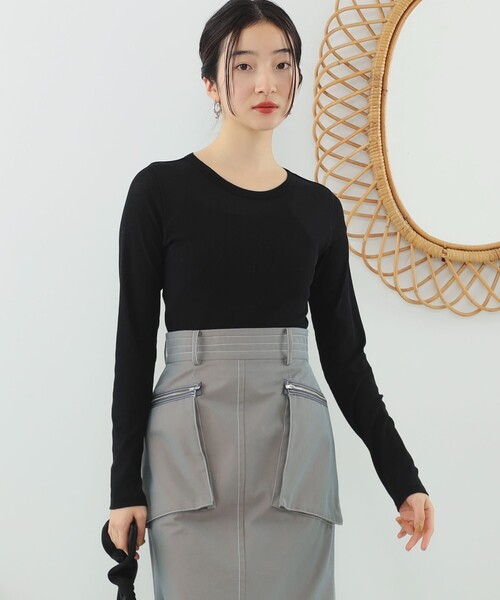 Ray BEAMS(レイビームス)の「テレコ リブ クルーネック トップス(Tシャツ/カットソー・レディース・ブルー/ブラック/ホワイト・ONE SIZE)」の6枚目の写真