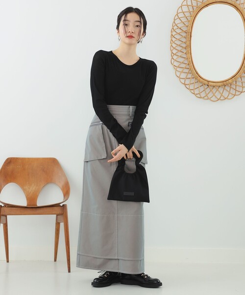 Ray BEAMS(レイビームス)の「テレコ リブ クルーネック トップス(Tシャツ/カットソー・レディース・ブルー/ブラック/ホワイト・ONE SIZE)」の7枚目の写真