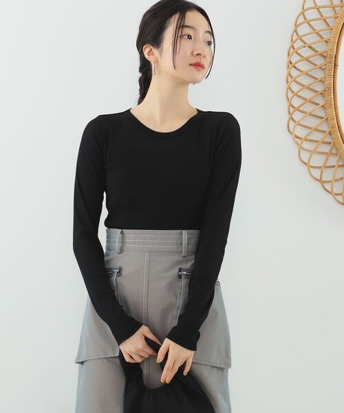 Ray BEAMS(レイビームス)の「テレコ リブ クルーネック トップス(Tシャツ/カットソー・レディース・ブルー/ブラック/ホワイト・ONE SIZE)」の10枚目の写真