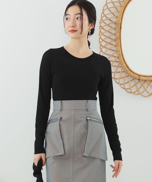 Ray BEAMS(レイビームス)の「テレコ リブ クルーネック トップス(Tシャツ/カットソー・レディース・ブルー/ブラック/ホワイト・ONE SIZE)」の11枚目の写真