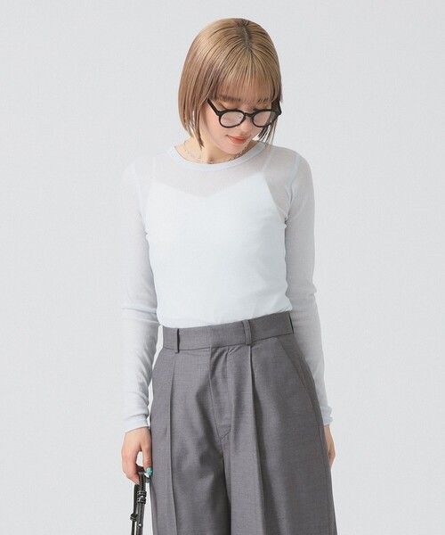 Ray BEAMS(レイビームス)の「テレコ リブ クルーネック トップス(Tシャツ/カットソー・レディース・ブルー/ブラック/ホワイト・ONE SIZE)」の14枚目の写真