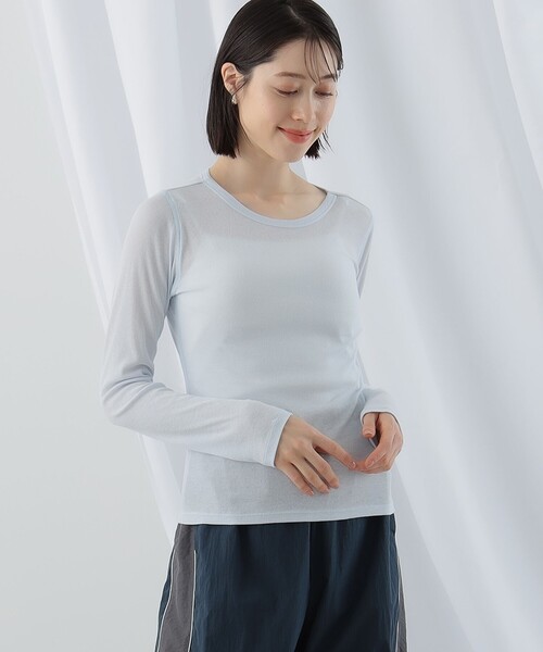 Ray BEAMS(レイビームス)の「テレコ リブ クルーネック トップス(Tシャツ/カットソー・レディース・ブルー/ブラック/ホワイト・ONE SIZE)」の21枚目の写真