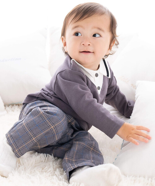 グレンチェックロングパンツ (70~90cm)（その他ベビーウェア）｜fillot de bebe reduction（フィヨデュベベルダクティオン）