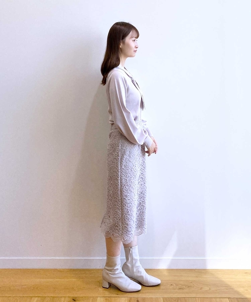 index（インデックス）の「◆≪新色追加/7color≫ フェイクパールボウタイデザインニット【洗濯機洗い可】（ニット/セーター・レディース・オフホワイト/ブラック/ピンク系1/グレー系4/ホワイト系7/ライトオレンジ系/サックスブルー系7・40/38/42/36）」の12枚目の写真