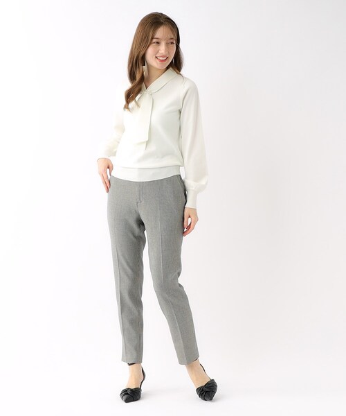 index（インデックス）の「◆≪新色追加/7color≫ フェイクパールボウタイデザインニット【洗濯機洗い可】（ニット/セーター・レディース・オフホワイト/ブラック/ピンク系1/グレー系4/ホワイト系7/ライトオレンジ系/サックスブルー系7・40/38/42/36）」の15枚目の写真