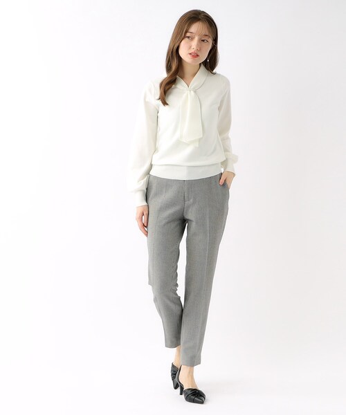 index（インデックス）の「◆≪新色追加/7color≫ フェイクパールボウタイデザインニット【洗濯機洗い可】（ニット/セーター・レディース・オフホワイト/ブラック/ピンク系1/グレー系4/ホワイト系7/ライトオレンジ系/サックスブルー系7・40/38/42/36）」の16枚目の写真