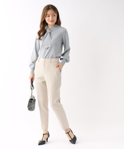 index（インデックス）の「◆≪新色追加/7color≫ フェイクパールボウタイデザインニット【洗濯機洗い可】（ニット/セーター・レディース・オフホワイト/ブラック/ピンク系1/グレー系4/ホワイト系7/ライトオレンジ系/サックスブルー系7・40/38/42/36）」の21枚目の写真