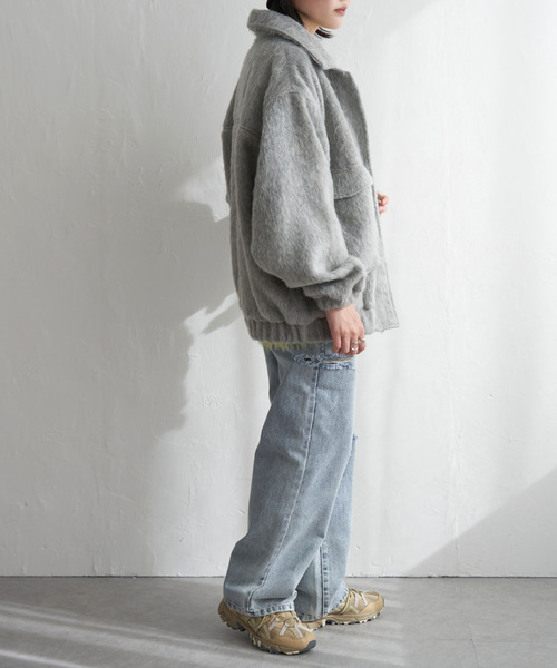 VENCEEXCHANGE（ヴァンスエクスチェンジ）の「シャギーフライトジャケット（ミリタリージャケット・レディース・ホワイト/グレー/ブラック・FREE）」の8枚目の写真