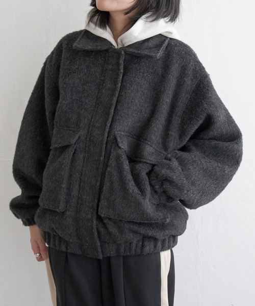 VENCEEXCHANGE（ヴァンスエクスチェンジ）の「シャギーフライトジャケット（ミリタリージャケット・レディース・ホワイト/グレー/ブラック・FREE）」の12枚目の写真