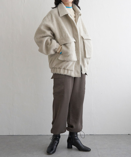 VENCEEXCHANGE（ヴァンスエクスチェンジ）の「シャギーフライトジャケット（ミリタリージャケット・レディース・ホワイト/グレー/ブラック・FREE）」の19枚目の写真