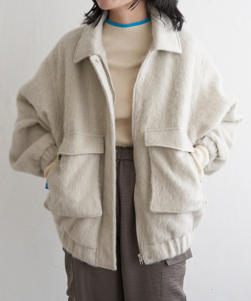 VENCEEXCHANGE（ヴァンスエクスチェンジ）の「シャギーフライトジャケット（ミリタリージャケット・レディース・ホワイト/グレー/ブラック・FREE）」の16枚目の写真