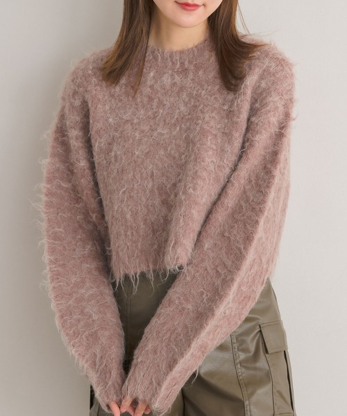 RETRO GIRL(レトロガール)の「カラーシャギーPO(ニット/セーター・レディース・ダークグレー/ピンク/ナチュラル/イエロー・FREE)」の4枚目の写真