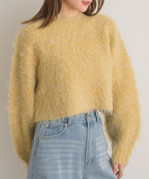 RETRO GIRL(レトロガール)の「カラーシャギーPO(ニット/セーター・レディース・ダークグレー/ピンク/ナチュラル/イエロー・FREE)」の3枚目の写真