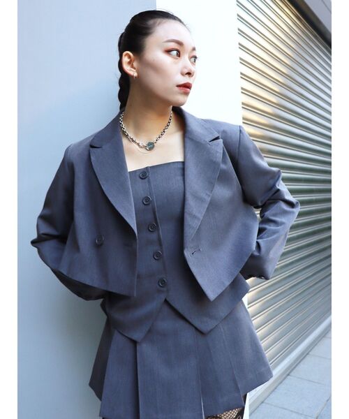 EVRIS（エヴリス）の「ショートレングスジャケット【セットアップ着用可能】（テーラードジャケット・レディース・ブラック/グレー/ピンク・FREE）」の11枚目の写真