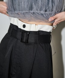 AIC. | ベルト付きダブルウエストプリーツロングスカート/セットアップ可能(スカート)