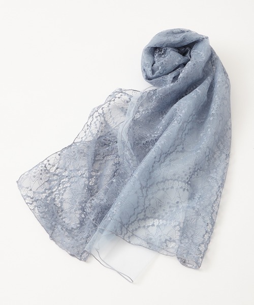 AIMER（エメ）の「ラッセルレース×チュールレイヤードストール（ストール/ショール・レディース・ベージュ/ネイビー/サックスブルー・FREE）」の3枚目の写真