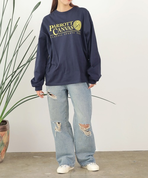 PARROTT CANVAS(パロットキャンバス)の「PARROTT CANVAS/パロットキャンバス Classic Sports L/S Tee Tシャツ ロンT(Tシャツ/カットソー・レディース・オフホワイト/ネイビー・FREE)」の5枚目の写真