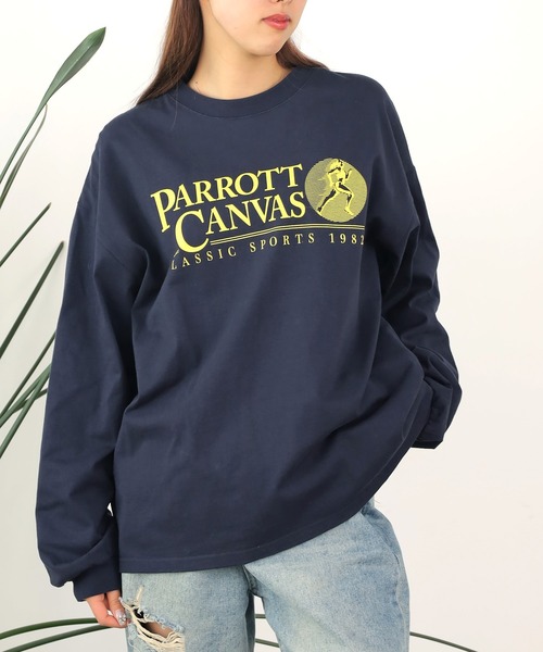 PARROTT CANVAS(パロットキャンバス)の「PARROTT CANVAS/パロットキャンバス Classic Sports L/S Tee Tシャツ ロンT(Tシャツ/カットソー・レディース・オフホワイト/ネイビー・FREE)」の6枚目の写真