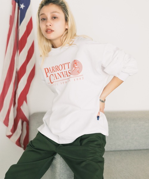 PARROTT CANVAS(パロットキャンバス)の「PARROTT CANVAS/パロットキャンバス Classic Sports L/S Tee Tシャツ ロンT(Tシャツ/カットソー・レディース・オフホワイト/ネイビー・FREE)」の12枚目の写真
