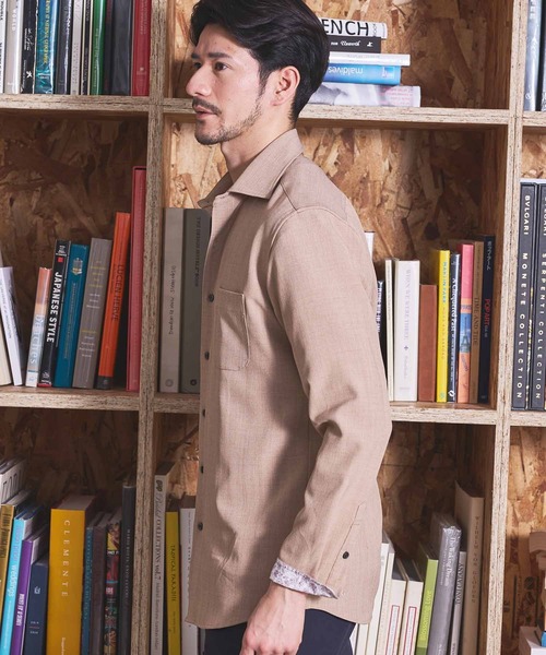 UNION STATION（ユニオンステーション）の「ストレッチカチオンワイドカラーシャツ（シャツ/ブラウス・メンズ・サックスブルー/ネイビー/ベージュ/ホワイト・M/S/LL/L）」の6枚目の写真