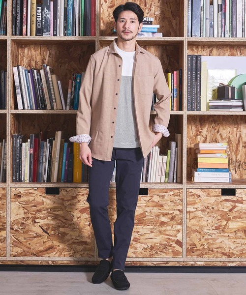 UNION STATION（ユニオンステーション）の「ストレッチカチオンワイドカラーシャツ（シャツ/ブラウス・メンズ・サックスブルー/ネイビー/ベージュ/ホワイト・M/S/LL/L）」の9枚目の写真