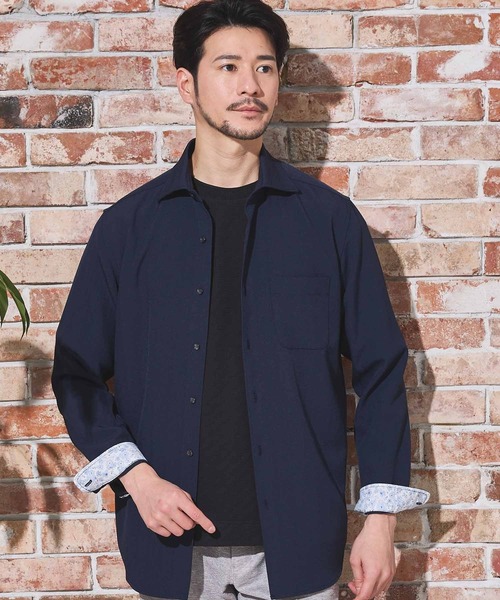 UNION STATION（ユニオンステーション）の「ストレッチカチオンワイドカラーシャツ（シャツ/ブラウス・メンズ・サックスブルー/ネイビー/ベージュ/ホワイト・M/S/LL/L）」の10枚目の写真