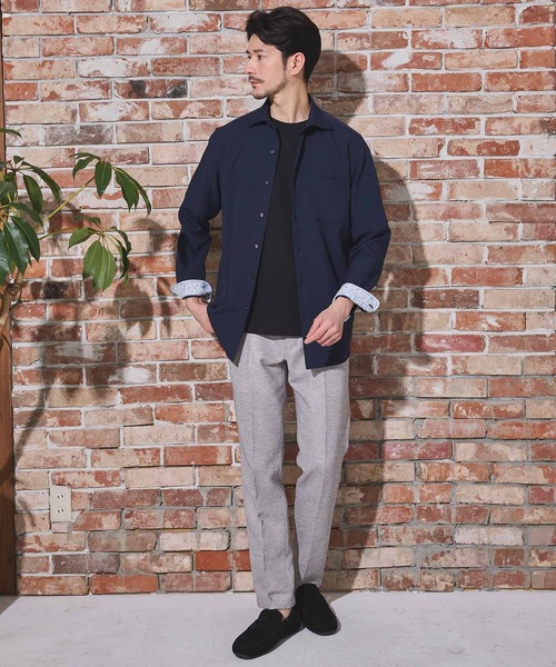 UNION STATION（ユニオンステーション）の「ストレッチカチオンワイドカラーシャツ（シャツ/ブラウス・メンズ・サックスブルー/ネイビー/ベージュ/ホワイト・M/S/LL/L）」の13枚目の写真