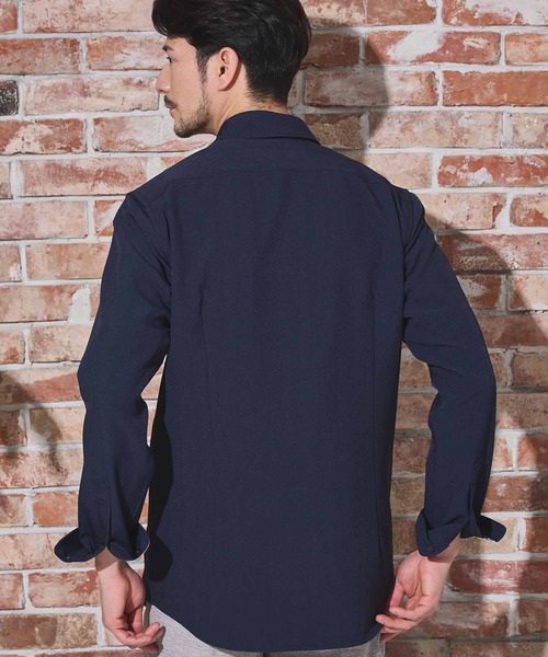 UNION STATION（ユニオンステーション）の「ストレッチカチオンワイドカラーシャツ（シャツ/ブラウス・メンズ・サックスブルー/ネイビー/ベージュ/ホワイト・M/S/LL/L）」の12枚目の写真