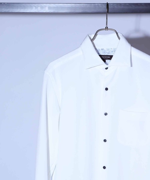 UNION STATION（ユニオンステーション）の「ストレッチカチオンワイドカラーシャツ（シャツ/ブラウス・メンズ・サックスブルー/ネイビー/ベージュ/ホワイト・M/S/LL/L）」の15枚目の写真