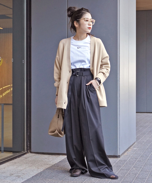 AP STUDIO（エーピーストゥディオ）の「ストライプベルテッドパンツ（スラックス・レディース・ネイビー・34/36/38）」の22枚目の写真