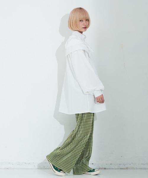 MERLOT（メルロー）の「マルチウェイカラー付きスタンドネックブラウス（シャツ/ブラウス・レディース・ブラック/ホワイト・FREE）」の11枚目の写真