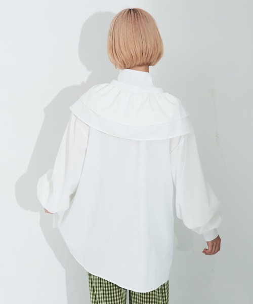 MERLOT（メルロー）の「マルチウェイカラー付きスタンドネックブラウス（シャツ/ブラウス・レディース・ブラック/ホワイト・FREE）」の15枚目の写真