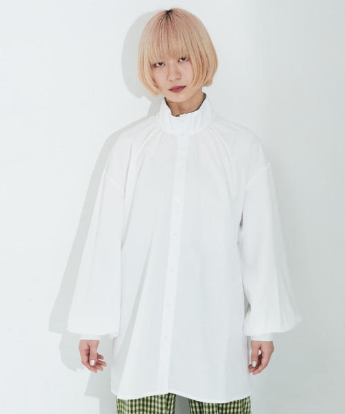 MERLOT（メルロー）の「マルチウェイカラー付きスタンドネックブラウス（シャツ/ブラウス・レディース・ブラック/ホワイト・FREE）」の16枚目の写真