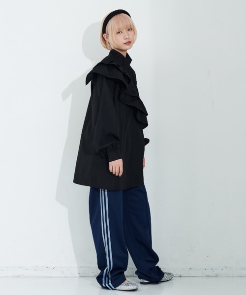 MERLOT（メルロー）の「マルチウェイカラー付きスタンドネックブラウス（シャツ/ブラウス・レディース・ブラック/ホワイト・FREE）」の3枚目の写真