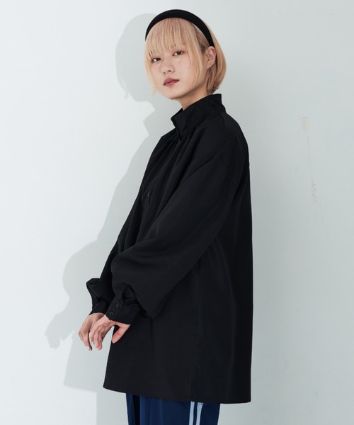 MERLOT（メルロー）の「マルチウェイカラー付きスタンドネックブラウス（シャツ/ブラウス・レディース・ブラック/ホワイト・FREE）」の8枚目の写真