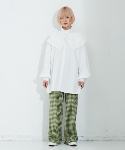 MERLOT（メルロー）の「マルチウェイカラー付きスタンドネックブラウス（シャツ/ブラウス・レディース・ブラック/ホワイト・FREE）」の19枚目の写真