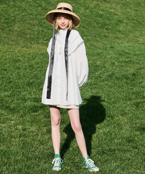 MERLOT（メルロー）の「マルチウェイカラー付きスタンドネックブラウス（シャツ/ブラウス・レディース・ブラック/ホワイト・FREE）」の13枚目の写真