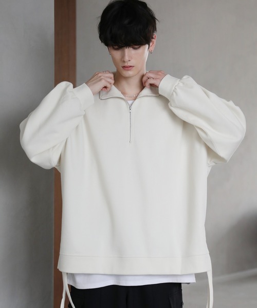 ETELIO（エテリオ）の「サイドレースハーフジップカノコポンチプルオーバー（スウェット・メンズ・ブラック/アイボリー/ブルーグリーン/ワイン/チャコール・S/M/L）」の15枚目の写真