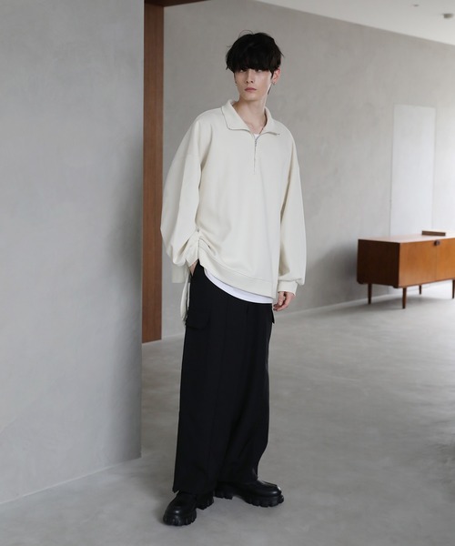 ETELIO（エテリオ）の「サイドレースハーフジップカノコポンチプルオーバー（スウェット・メンズ・ブラック/アイボリー/ブルーグリーン/ワイン/チャコール・S/M/L）」の18枚目の写真