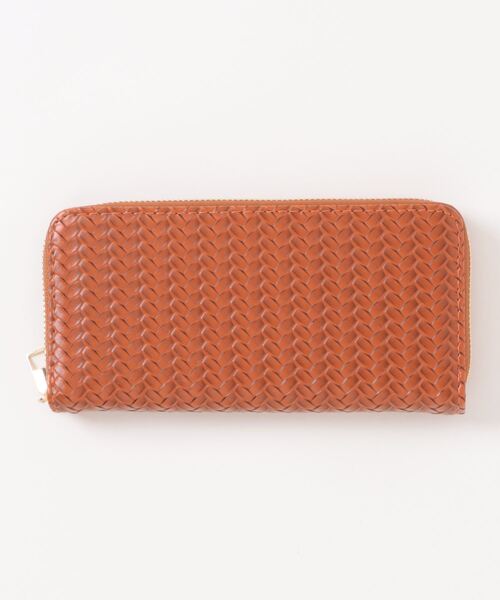 STYLEBLOCK（スタイルブロック）の「レザー調編み込み風デザイン長財布（財布・レディース・ホワイト/ピンク/ブラウン/グリーン/グレー/ブラック・FREE）」の4枚目の写真