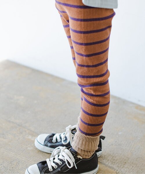 p.premier（ピードットプルミエ）の「イロチ買いしたいシンプルリブスパッツ（その他パンツ・キッズ・ブルー/グレー/アイボリー/ブラウン/グリーン/ピンク・70/80/90/100/110/120）」の4枚目の写真