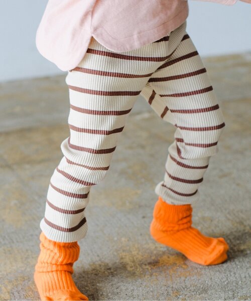 p.premier（ピードットプルミエ）の「イロチ買いしたいシンプルリブスパッツ（その他パンツ・キッズ・ブルー/グレー/アイボリー/ブラウン/グリーン/ピンク・70/80/90/100/110/120）」の3枚目の写真