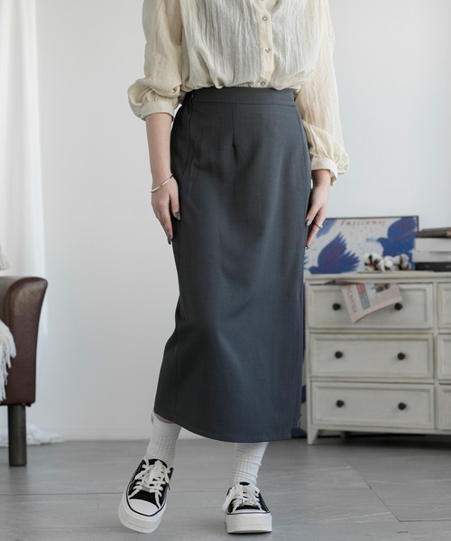 aimoha(アイモハ)の「スリットAラインスカート(スカート・レディース・グレー/ブラック・SMALL/MEDIUM/LARGE)」の2枚目の写真