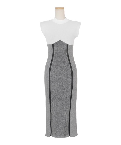 AMBIENT（アンビエント）の「コントラストリブニットワンピース（ワンピース・レディース・レッド/ライム/ホワイト/グレー・FREE）」の3枚目の写真