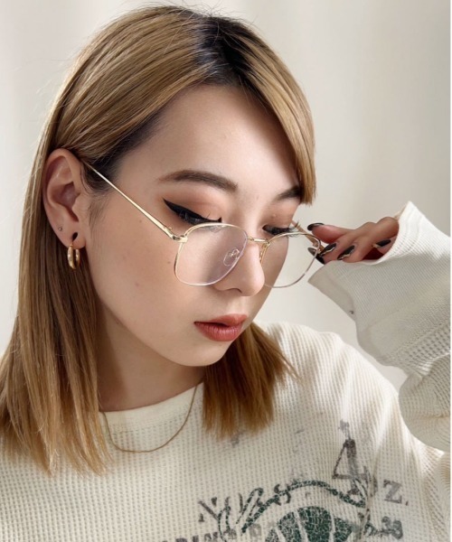 Jelly moo(ジェリームー)の「【 Jelly moo / ジェリームー 】 スクエア メタルフレーム クリアレンズ メガネ / 眼鏡(メガネ・レディース・シルバー/ゴールド/ブラック・FREE)」の5枚目の写真