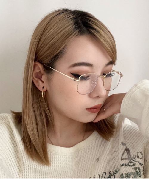 Jelly moo(ジェリームー)の「【 Jelly moo / ジェリームー 】 スクエア メタルフレーム クリアレンズ メガネ / 眼鏡(メガネ・レディース・シルバー/ゴールド/ブラック・FREE)」の8枚目の写真