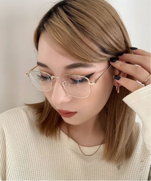 Jelly moo(ジェリームー)の「【 Jelly moo / ジェリームー 】 スクエア メタルフレーム クリアレンズ メガネ / 眼鏡(メガネ・レディース・シルバー/ゴールド/ブラック・FREE)」の9枚目の写真