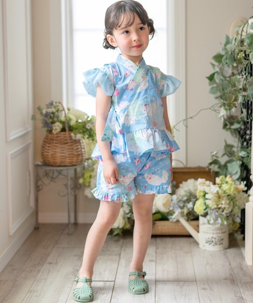 Catherine Cottage(キャサリンコテージ)の「フリル甚平(浴衣・キッズ・ライトブルー/ライトピンク/ホワイト系1/アイボリー/サックスブルー/ピンク系2/ピンク系1/ブルー系1/ブルー系2/ライラック系1/ホワイト×ブルー/ブルー × パープル・90/130/120/110/100)」の21枚目の写真