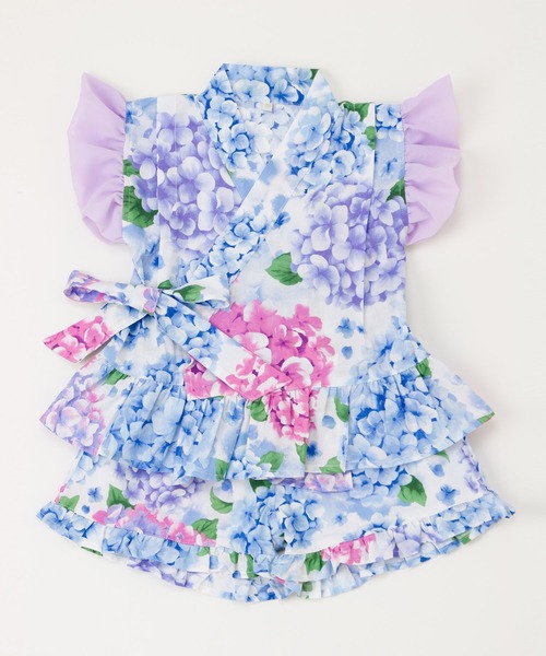 Catherine Cottage(キャサリンコテージ)の「フリル甚平(浴衣・キッズ・ライトブルー/ライトピンク/ホワイト系1/アイボリー/サックスブルー/ピンク系2/ピンク系1/ブルー系1/ブルー系2/ライラック系1/ホワイト×ブルー/ブルー × パープル・90/130/120/110/100)」の14枚目の写真