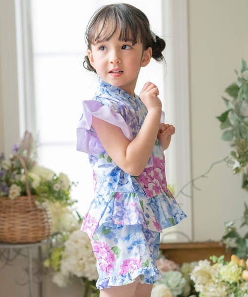 Catherine Cottage(キャサリンコテージ)の「フリル甚平(浴衣・キッズ・ライトブルー/ライトピンク/ホワイト系1/アイボリー/サックスブルー/ピンク系2/ピンク系1/ブルー系1/ブルー系2/ライラック系1/ホワイト×ブルー/ブルー × パープル・90/130/120/110/100)」の19枚目の写真